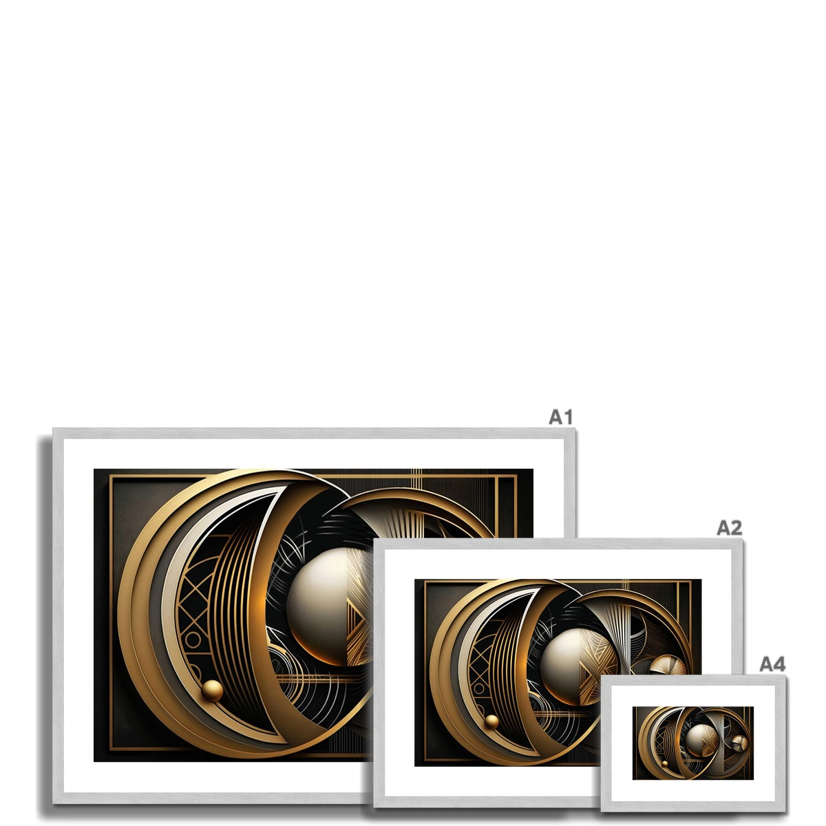 Golden Geometry Antique Framed & Mounted Print