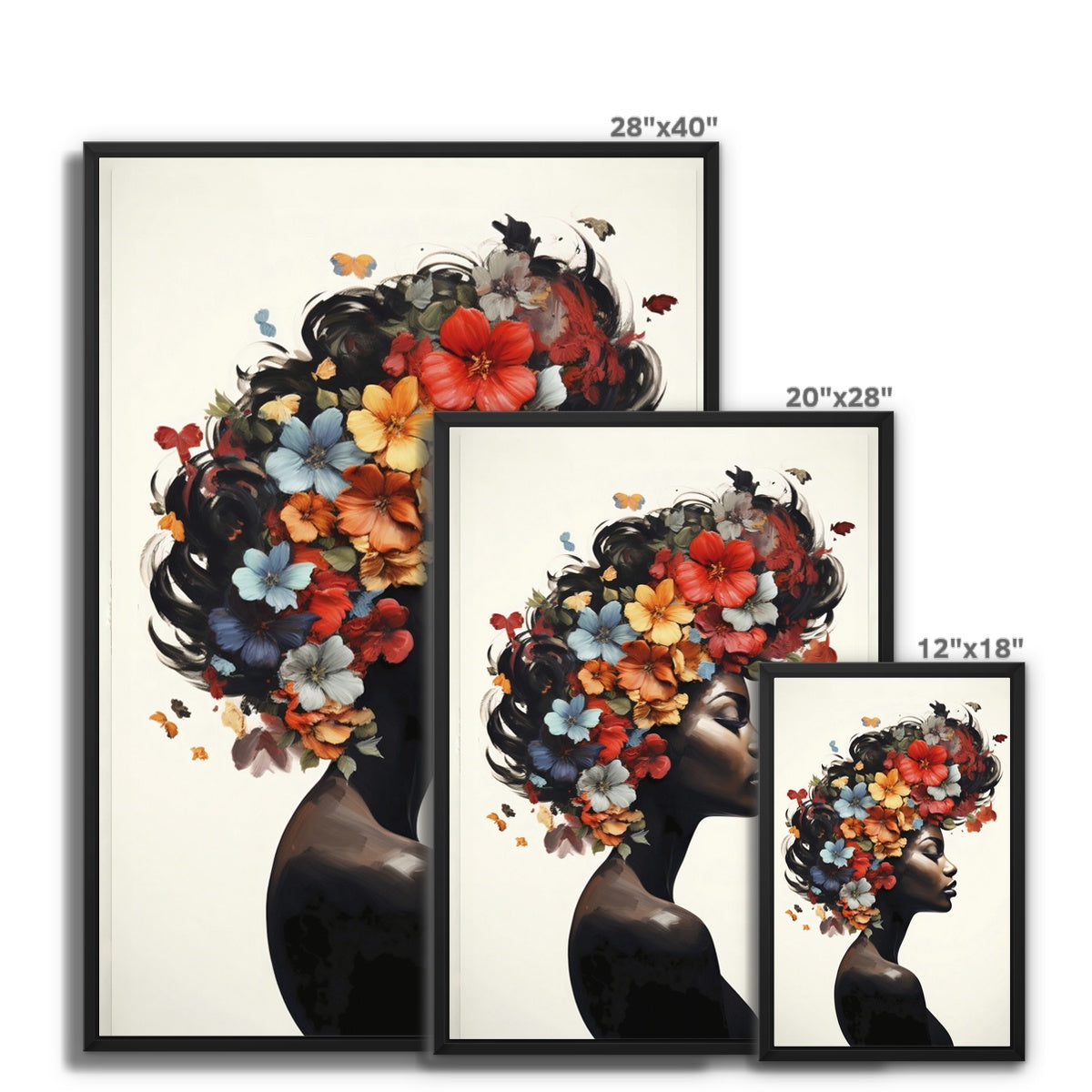 Flower Hair Float Framed Canvas