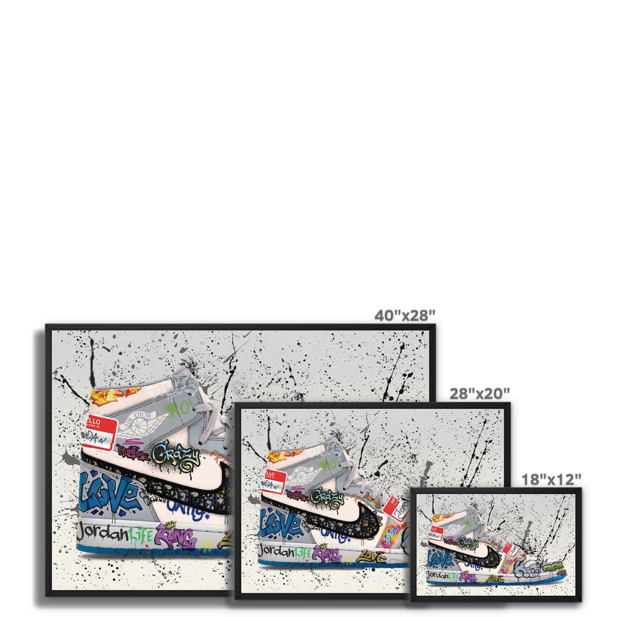 Jordan Dior OG Graffiti Float Framed Canvas