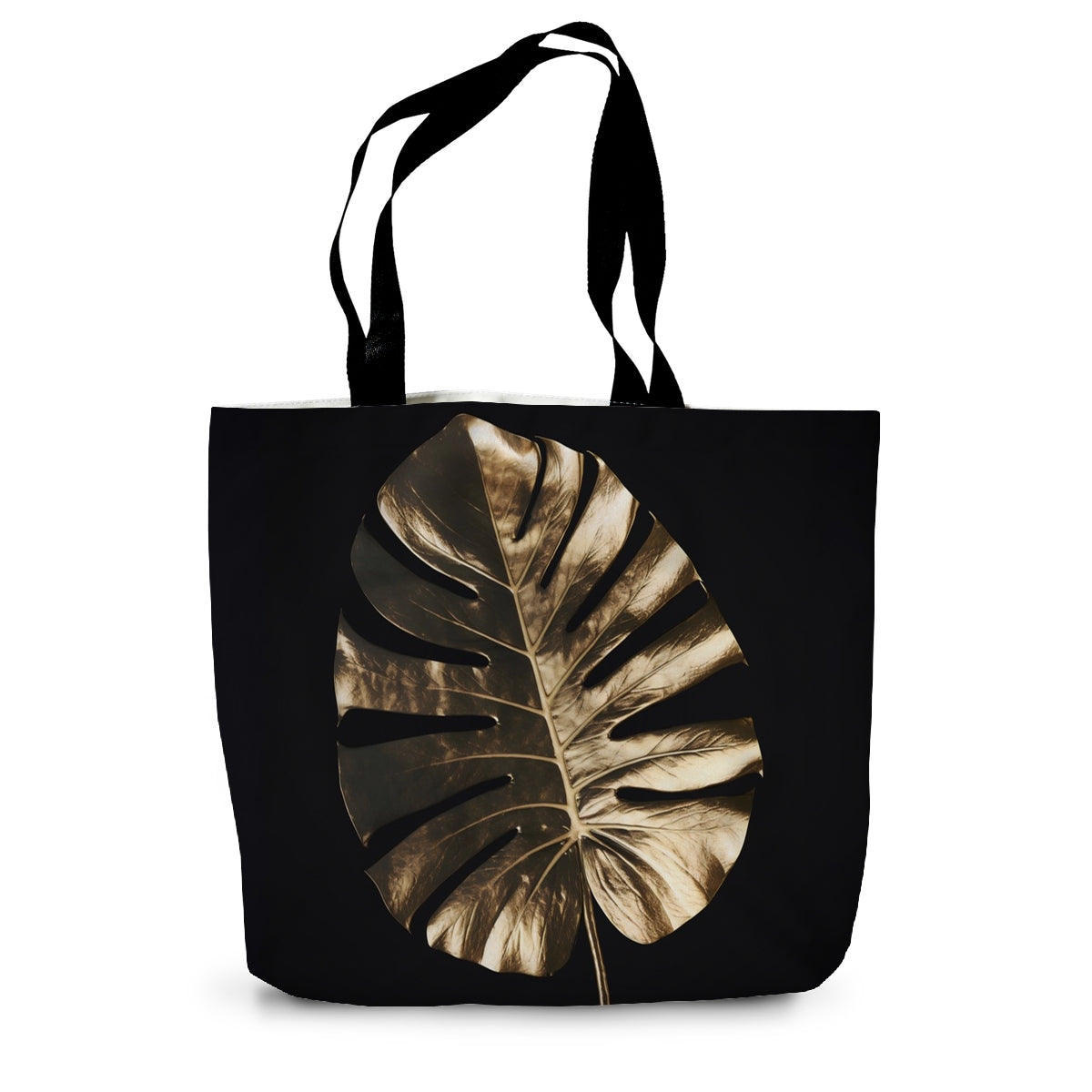 Golden Monstera Canvas Bag