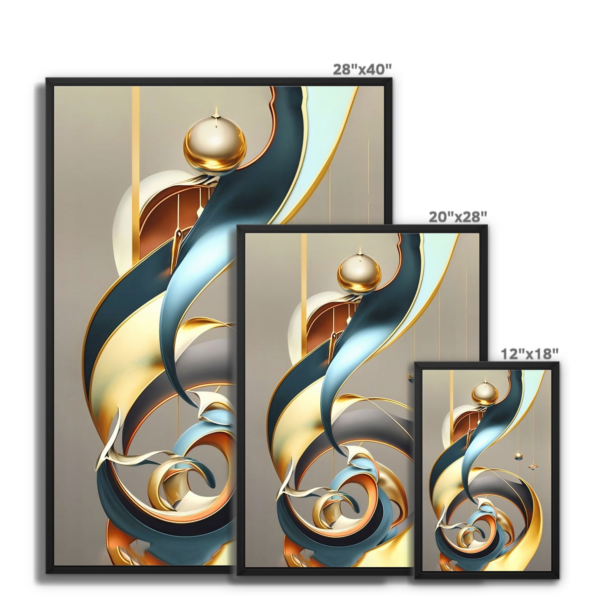 Golden Swirl Float Framed Canvas