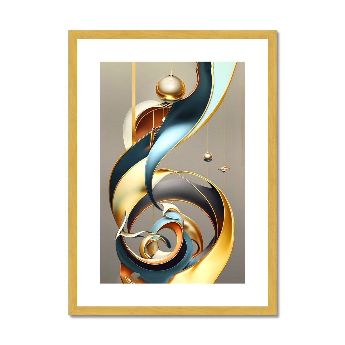 Golden Swirl Antique Framed & Mounted Print