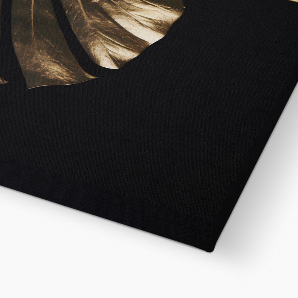 Golden Monstera   Framed Canvas