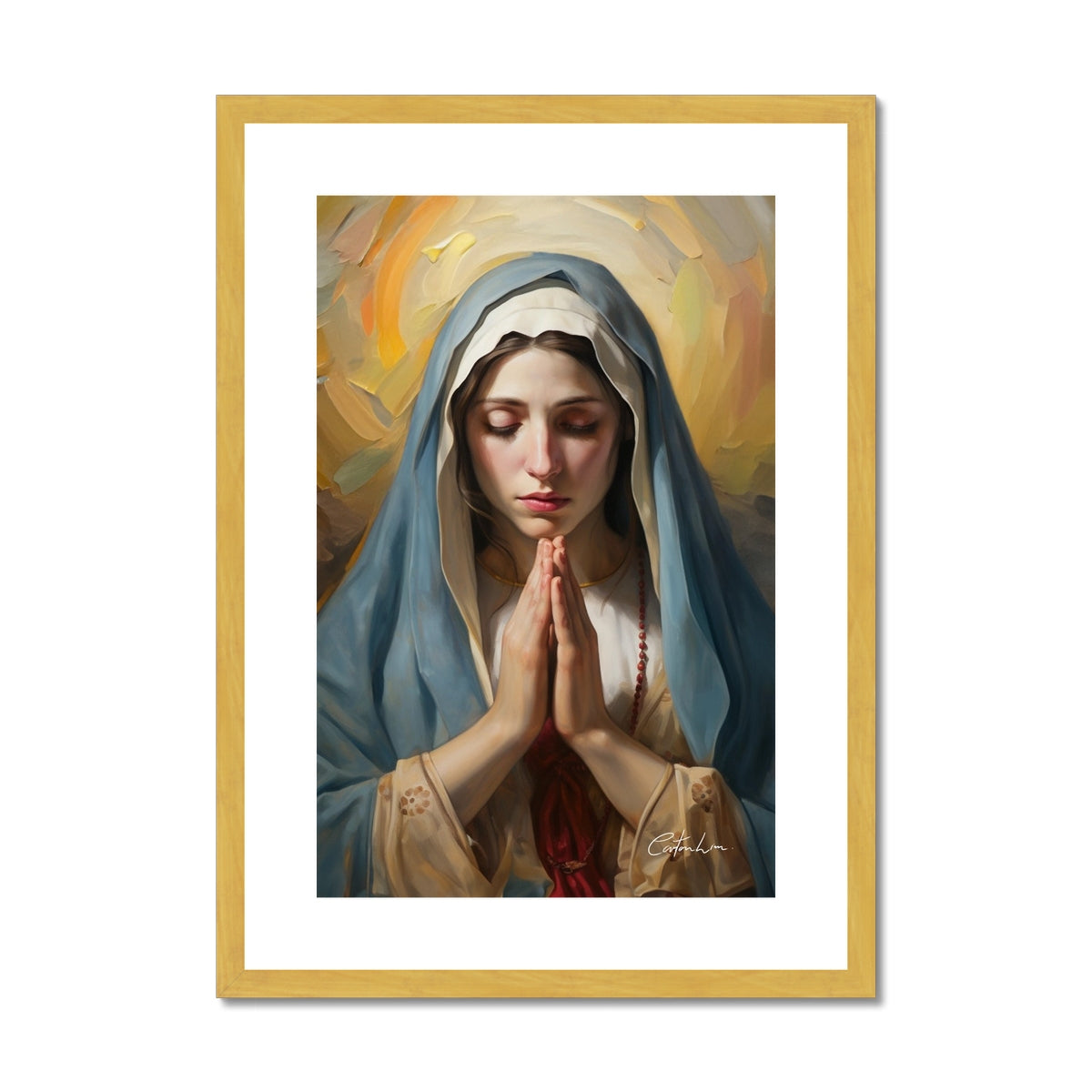Mary's Devotion Antique Framed & Mounted Print