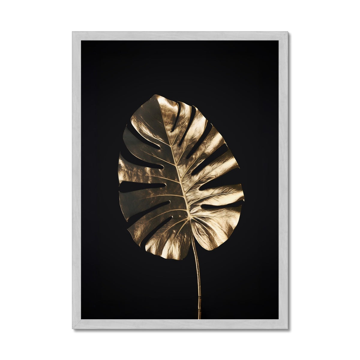 Golden Monstera  Antique Framed Print