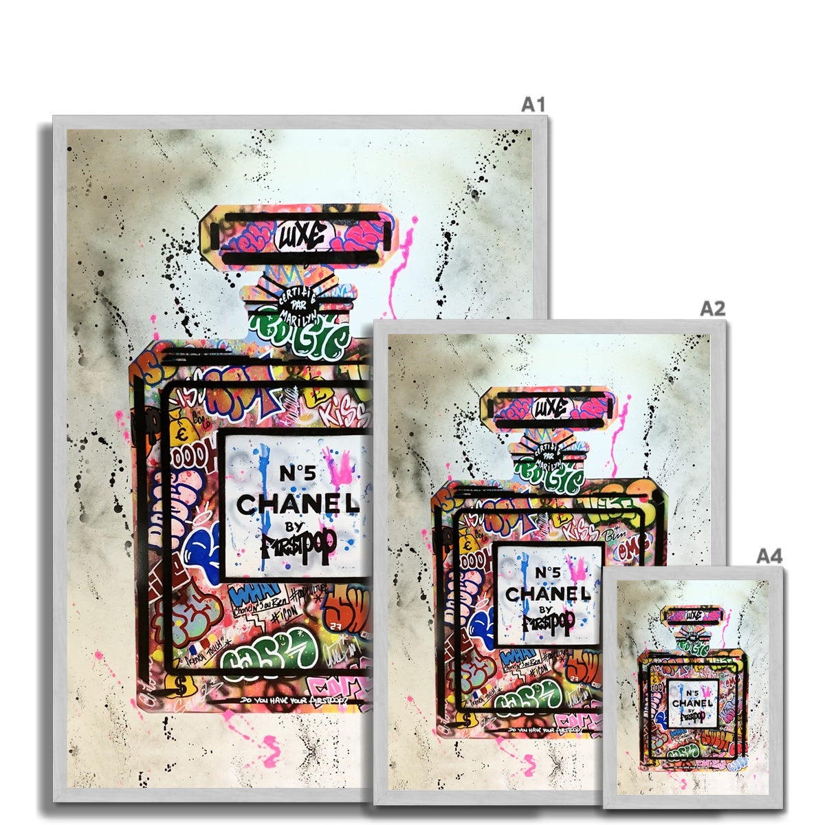 Chanel No 5 Graffiti Antique Framed Print