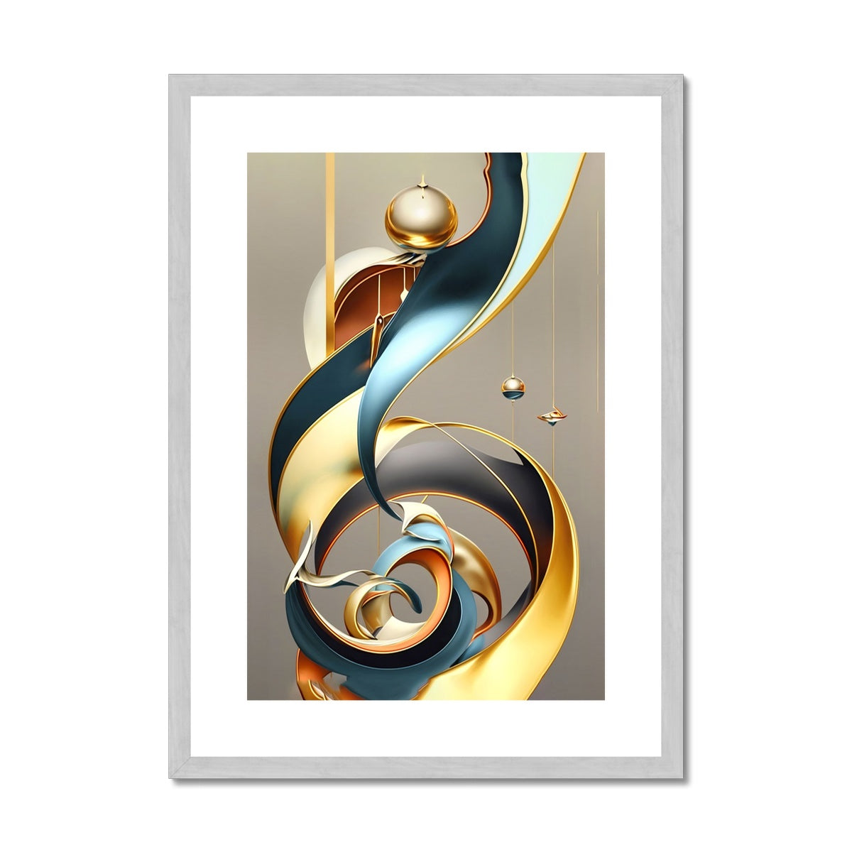 Golden Swirl Antique Framed & Mounted Print