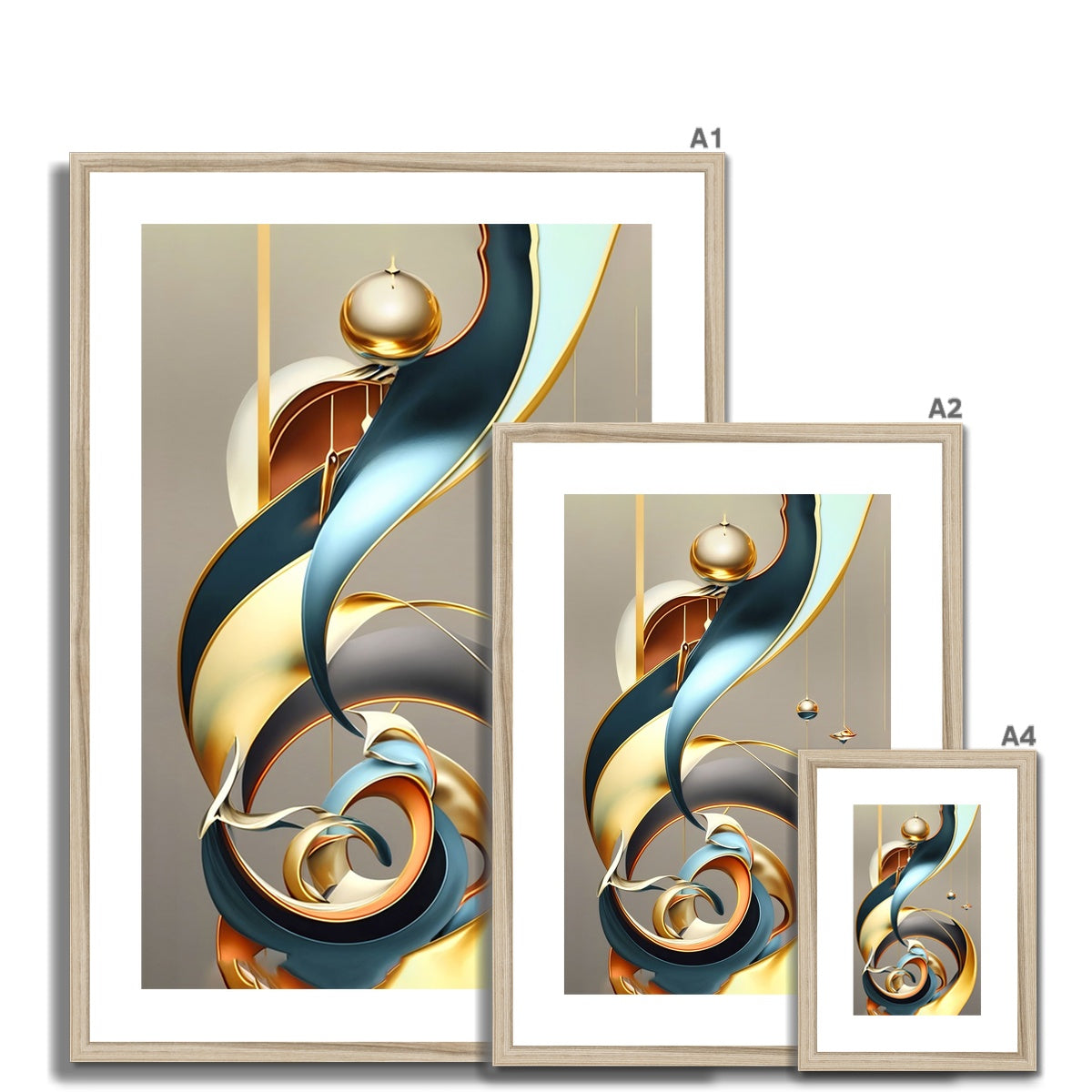 Golden Swirl Framed & Mounted Print