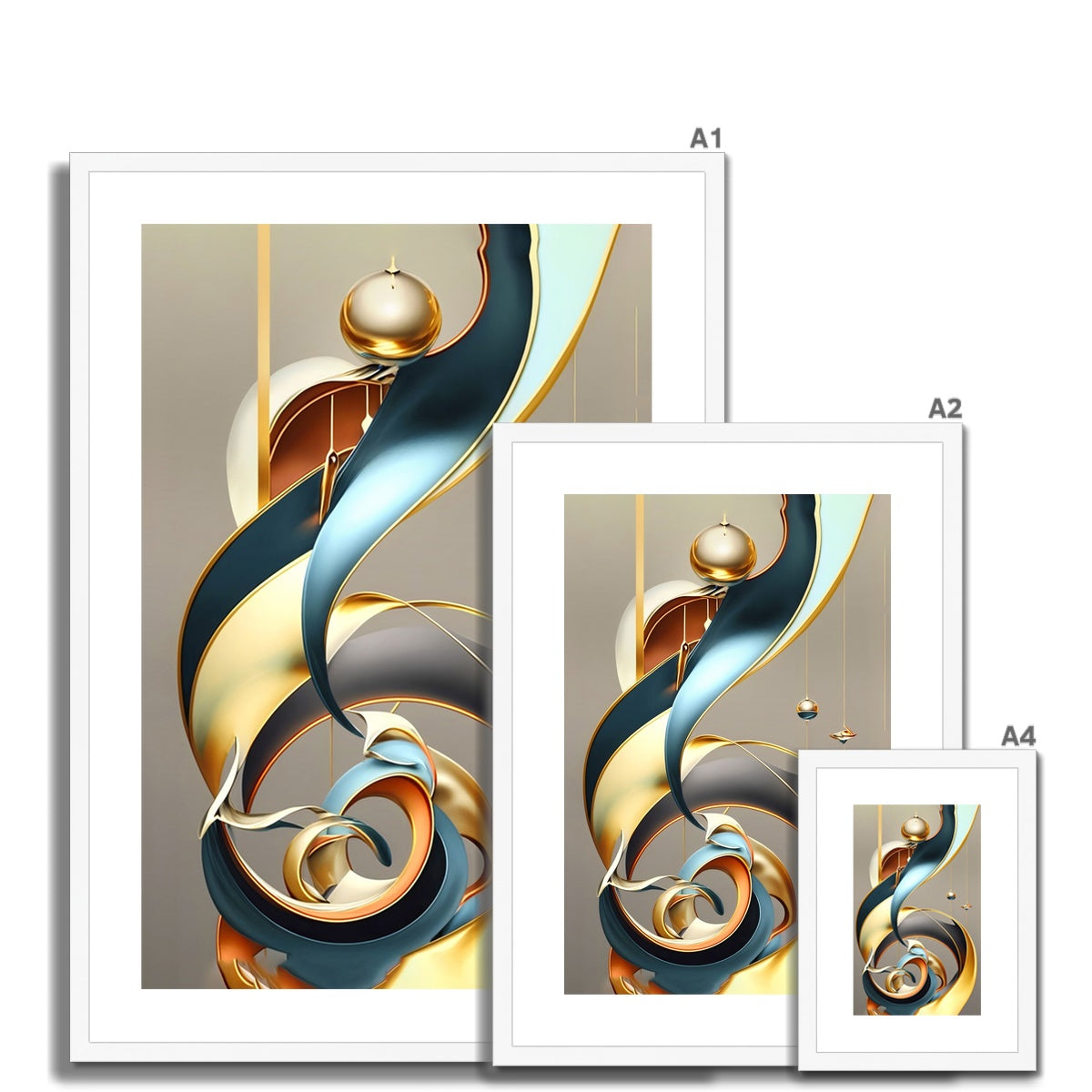 Golden Swirl Framed & Mounted Print