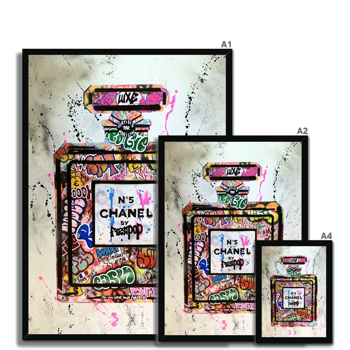 Chanel No 5 Graffiti Framed Print