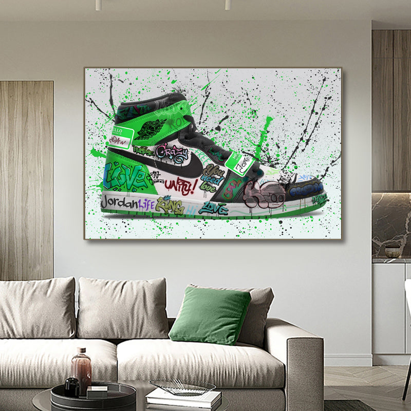 Jordan 1 lucky green summer graffiti canvas