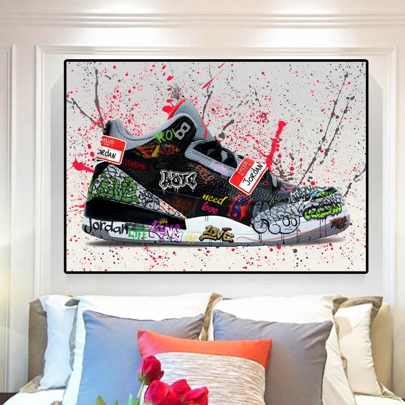 Jordan 3 Black Cement GRAFFITI CANVAS