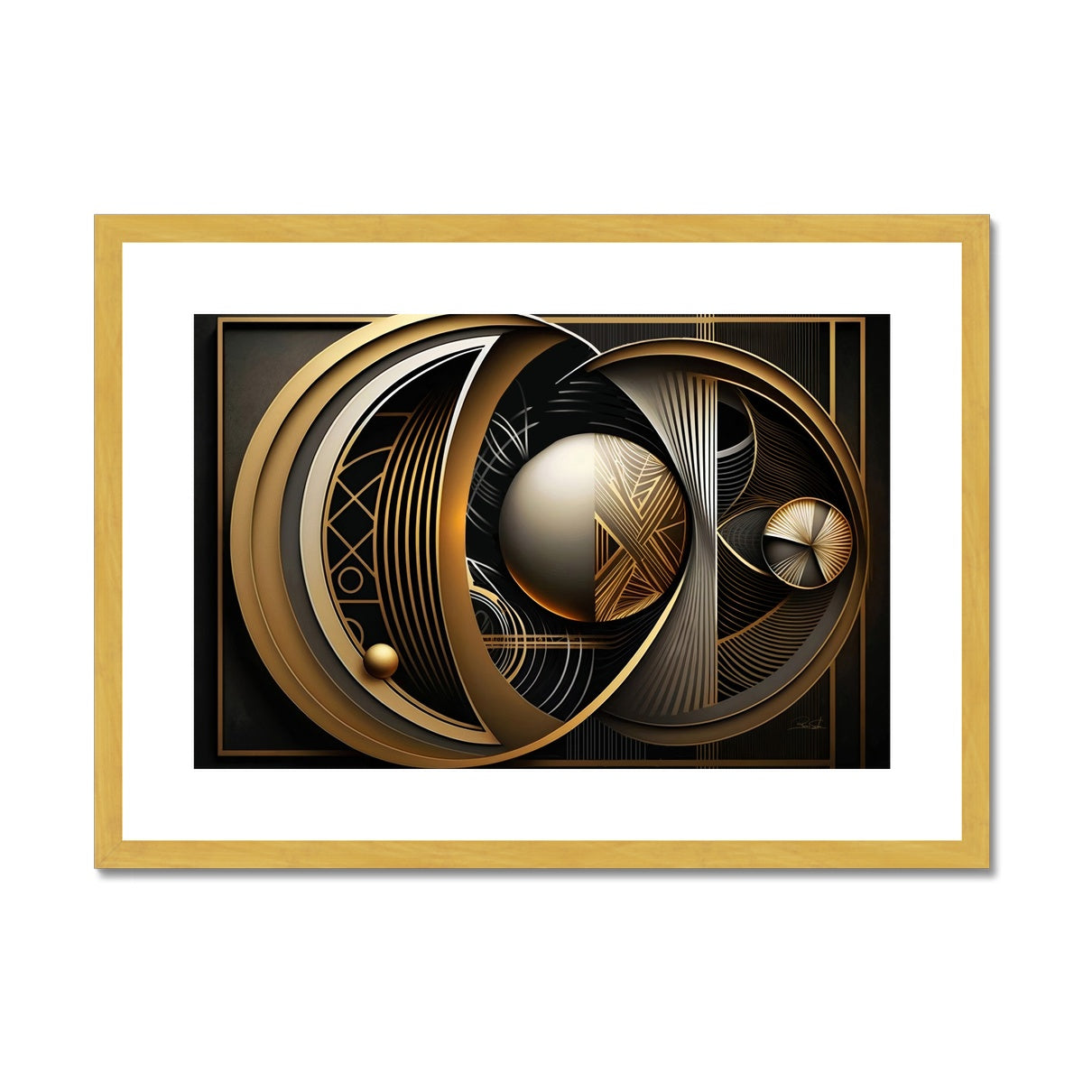 Golden Geometry Antique Framed & Mounted Print