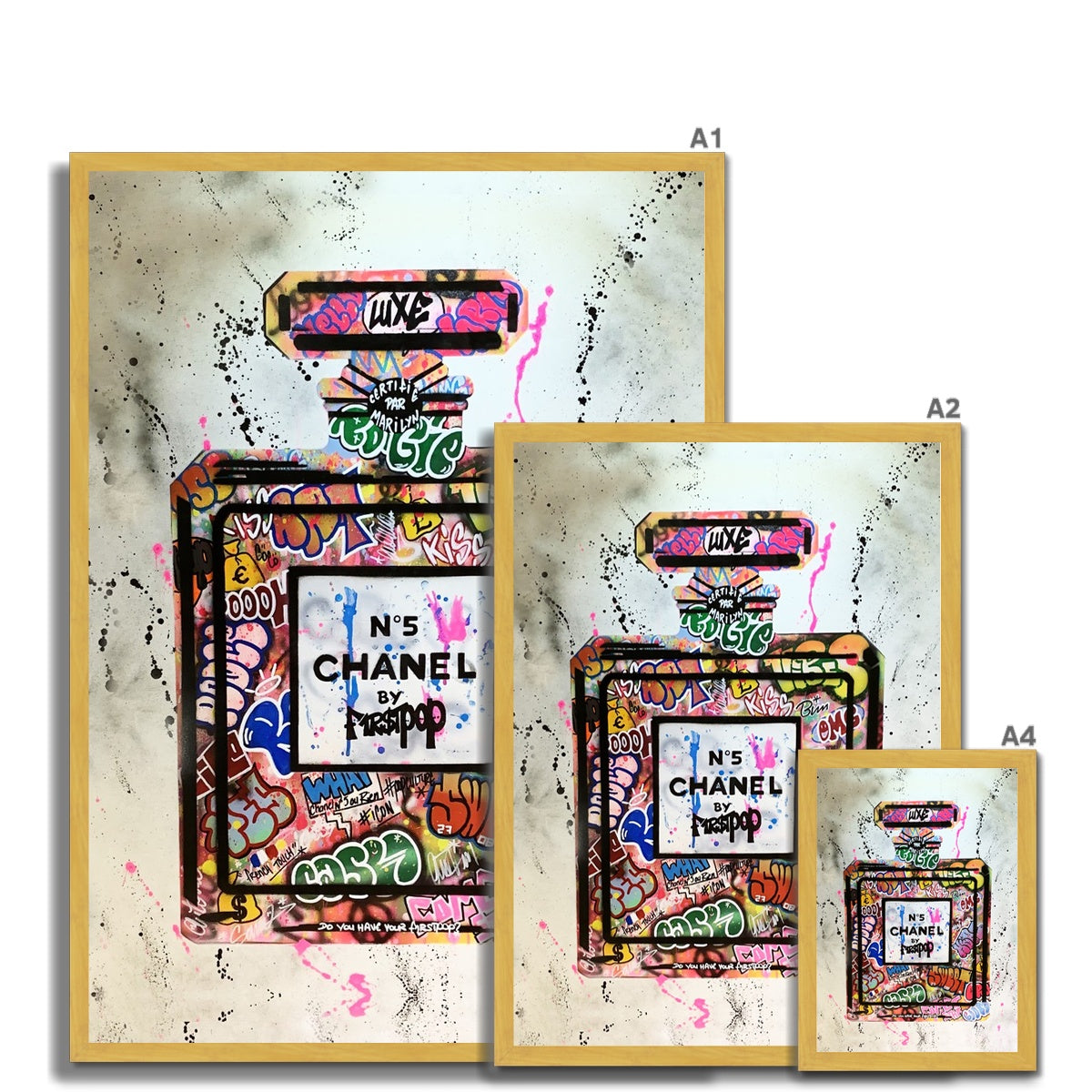 Chanel No 5 Graffiti Antique Framed Print