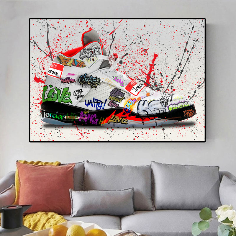 Jordan 5 Fire Red GRAFFITI CANVAS