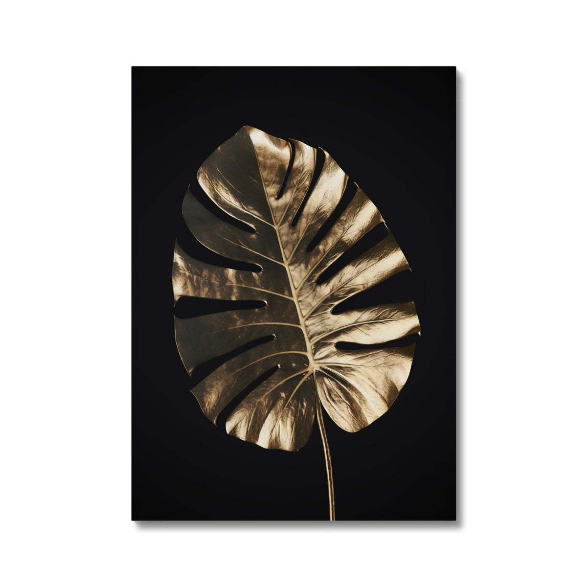 Golden Monstera   Framed Canvas