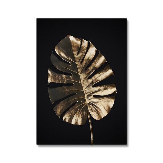 Golden Monstera   Framed Canvas