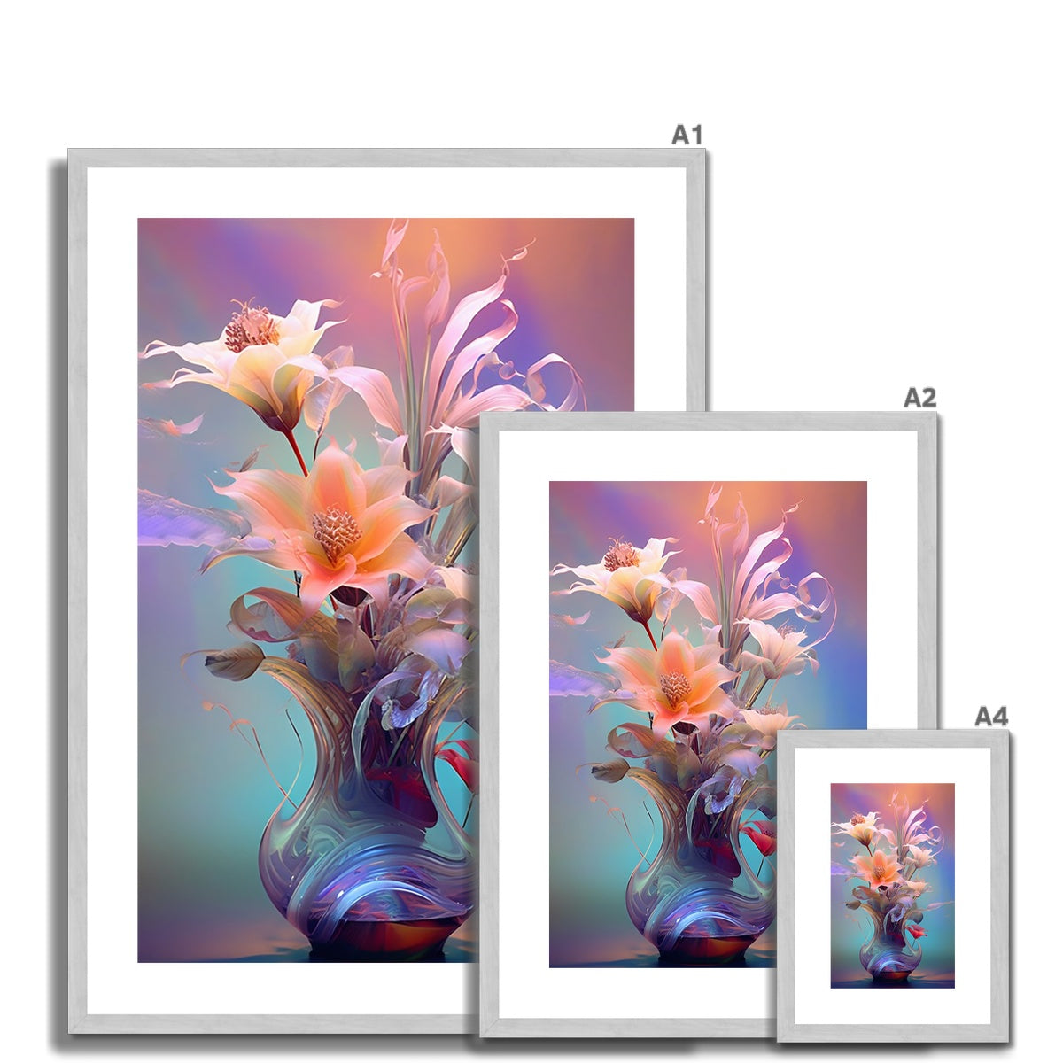 Flower Vase Antique Framed & Mounted Print
