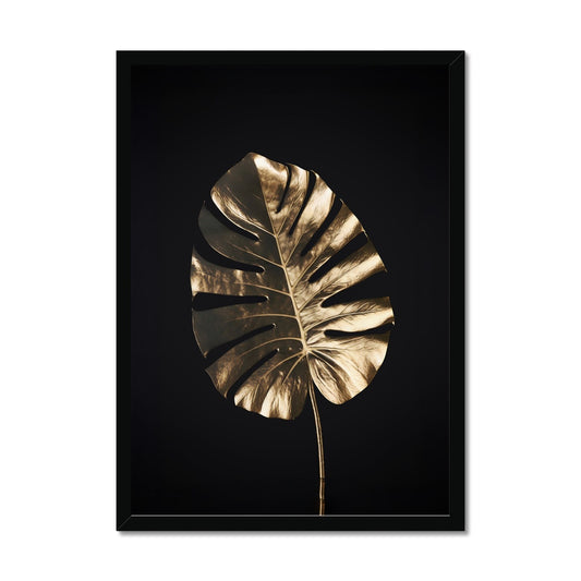 Golden Monstera  Framed Print