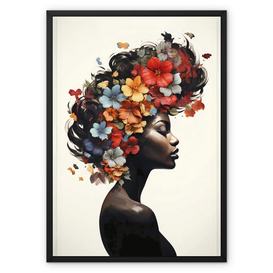 Flower Hair Float Framed Canvas
