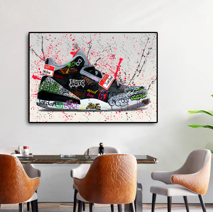 Jordan 3 Black Cement GRAFFITI CANVAS