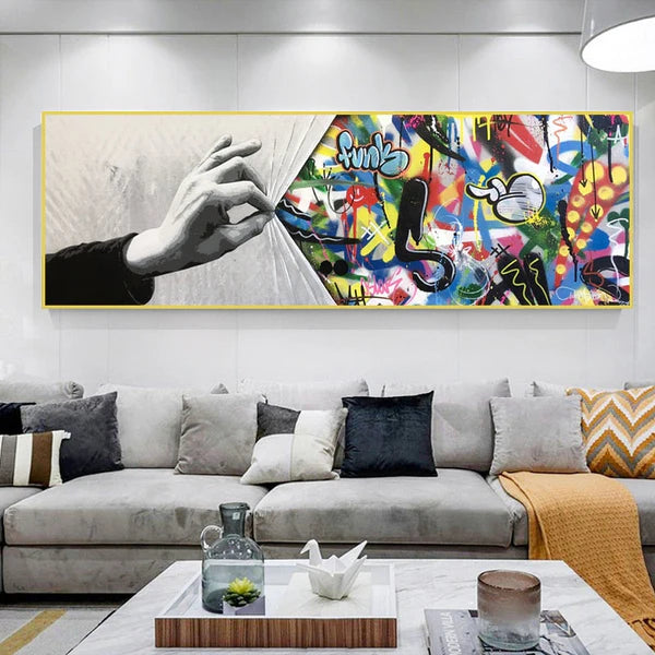 Behind the Curtain Pinch graffiti art