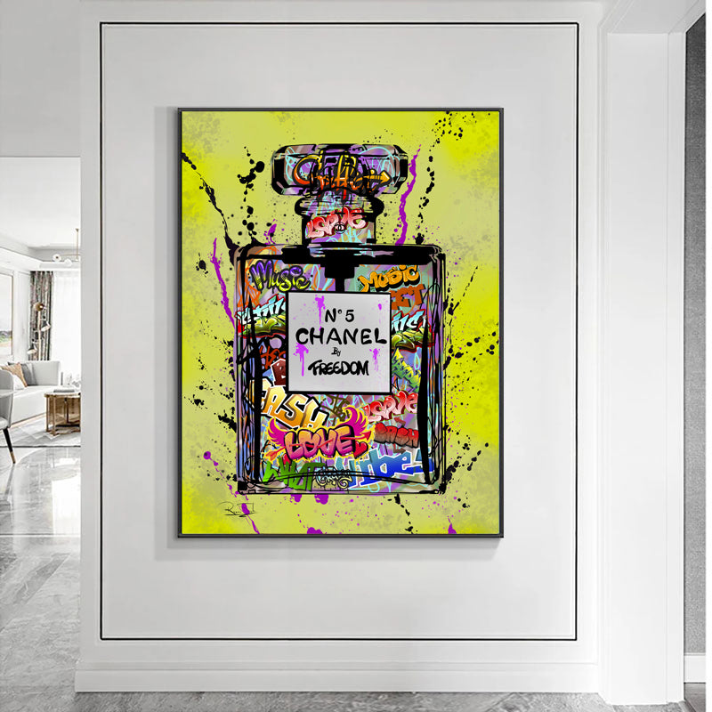 CHANEL 絵画 Chanel No 5 Graffiti art - Yellow – Kanvasartkingdom