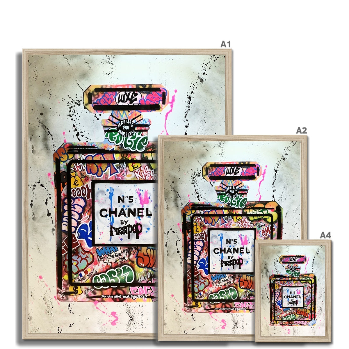 Chanel No 5 Graffiti Framed Print