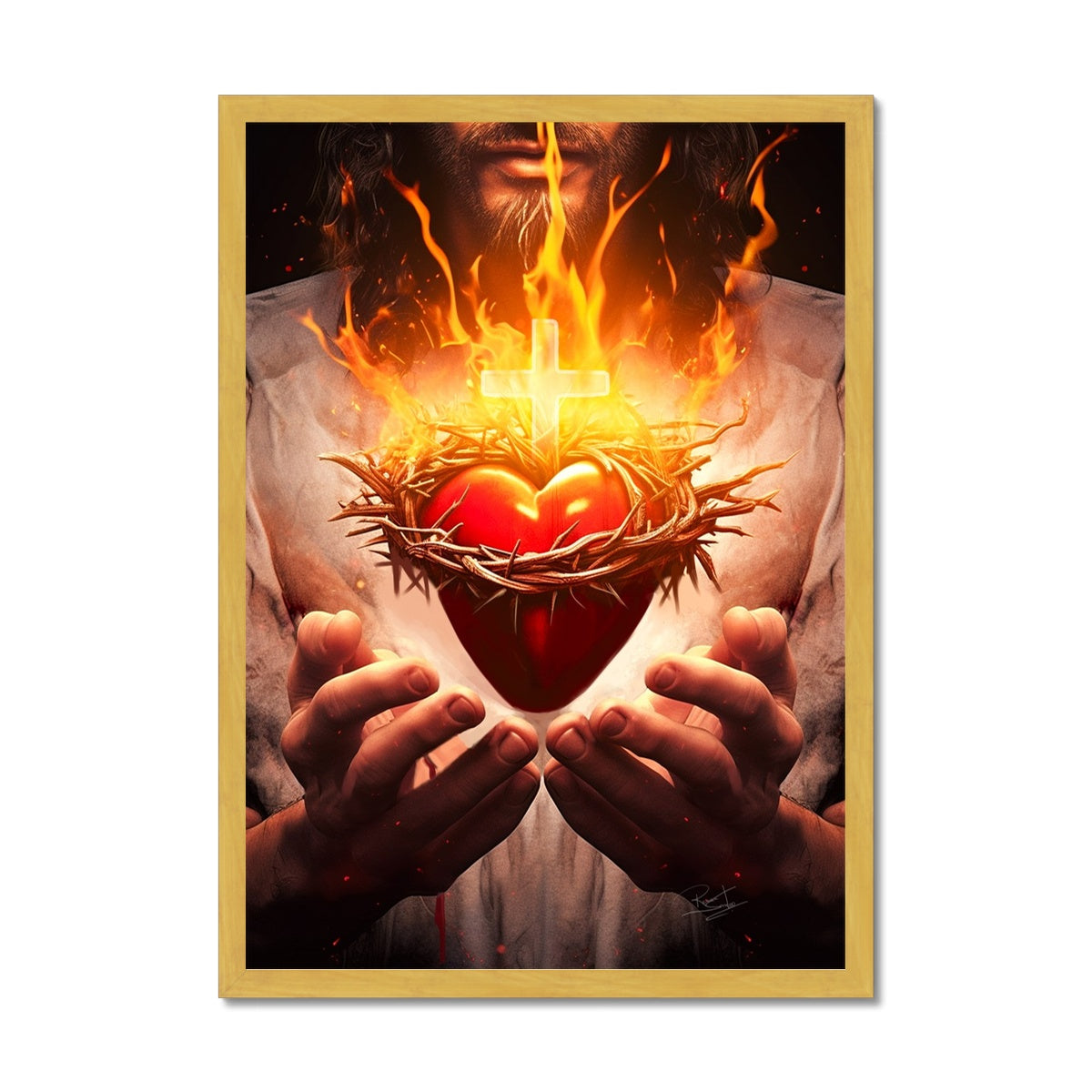 Heart of Divine Love Antique Framed Print