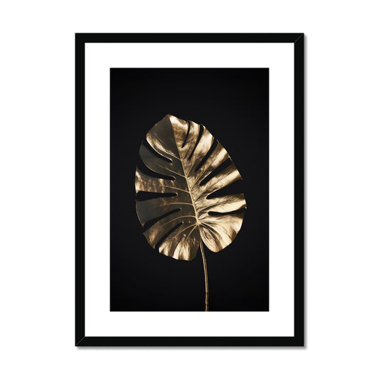 Golden Monstera  Framed & Mounted Print