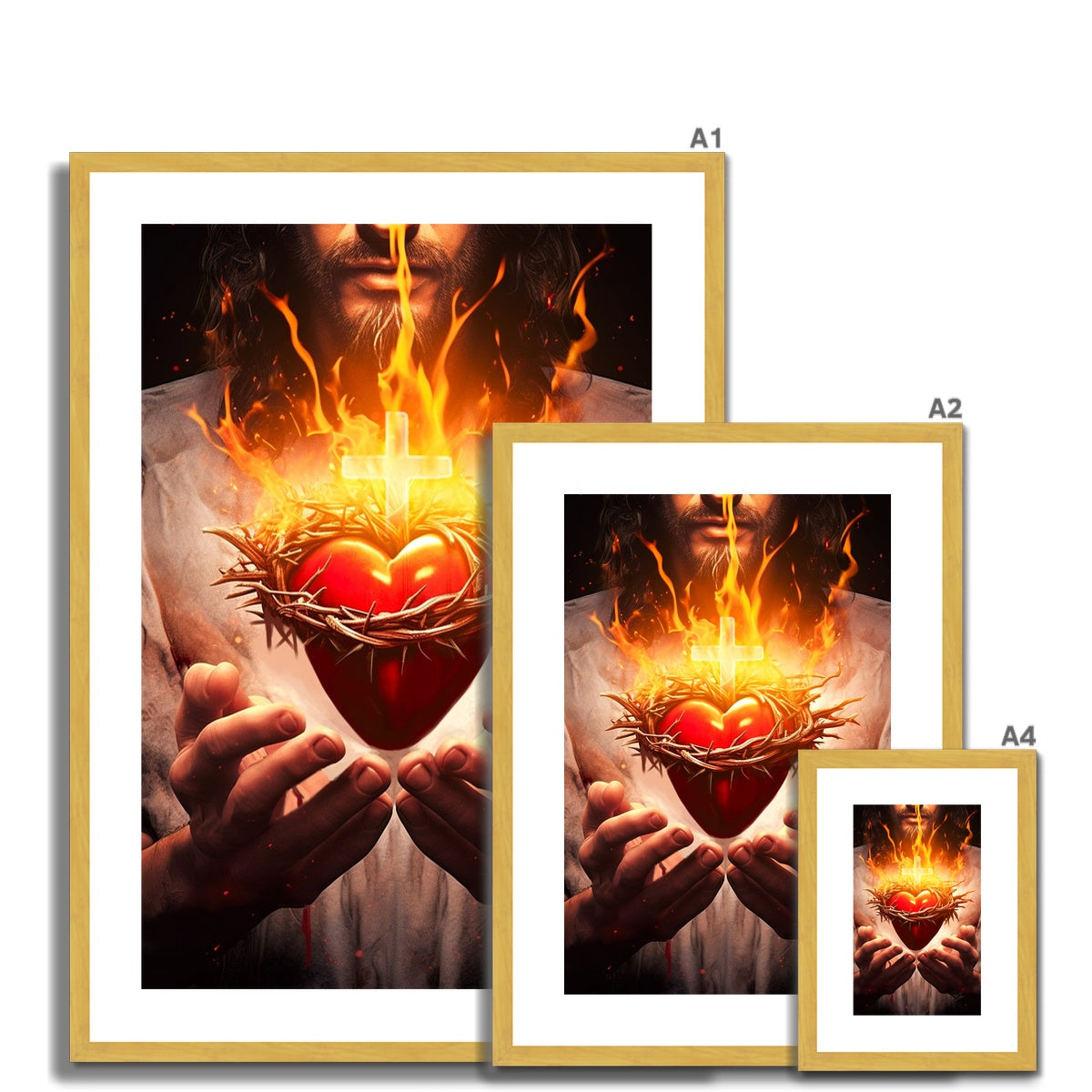 Heart of Divine Love Antique Framed & Mounted Print