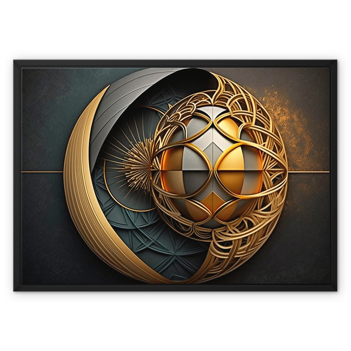 Ornate Sphere Float Framed Canvas
