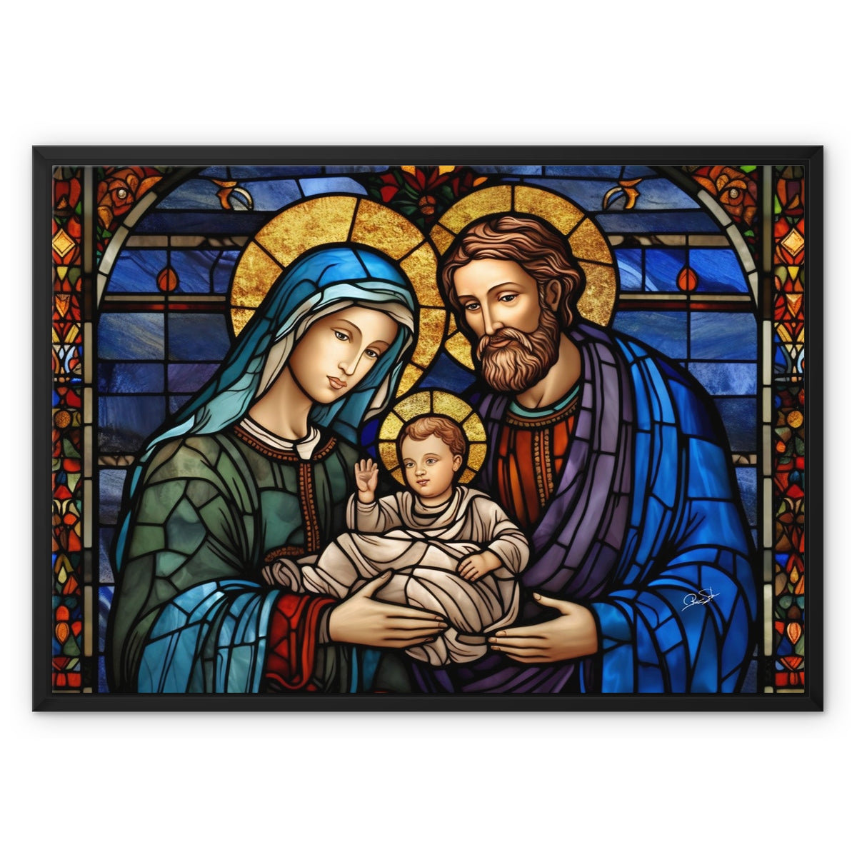 The Holy Family Float Framed Canvas