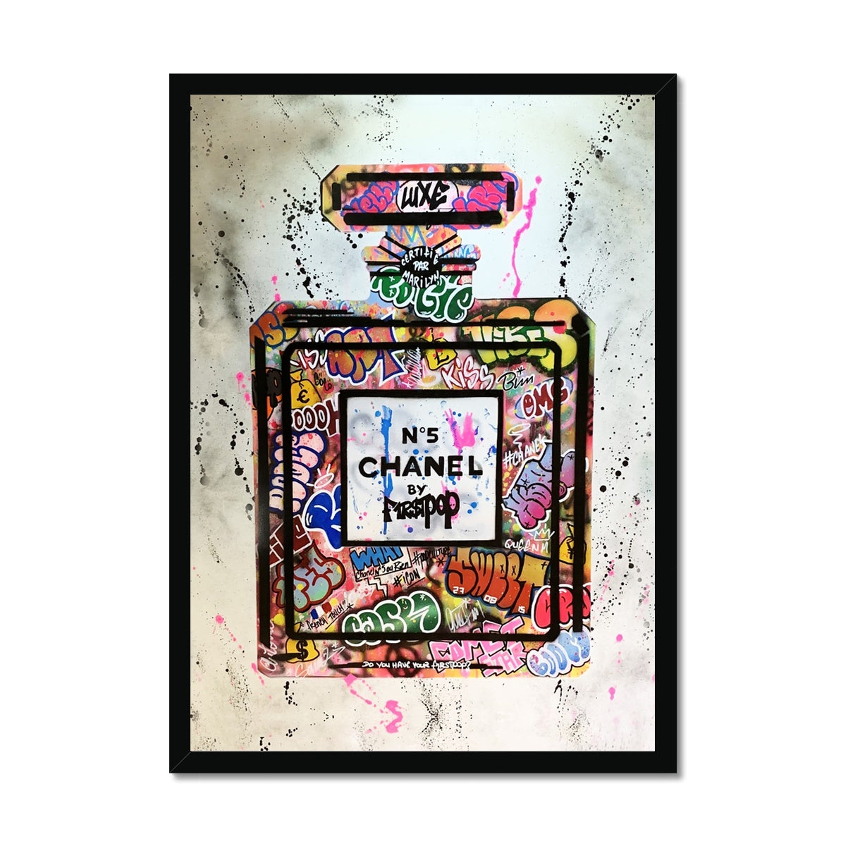 Chanel No 5 Graffiti Framed Print