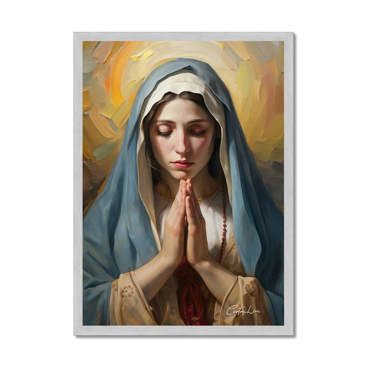 Mary's Devotion Antique Framed Print