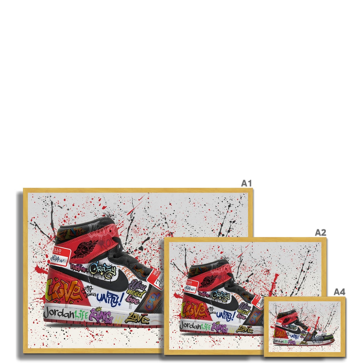 Jordan 1 OG Graffiti Antique Framed Print
