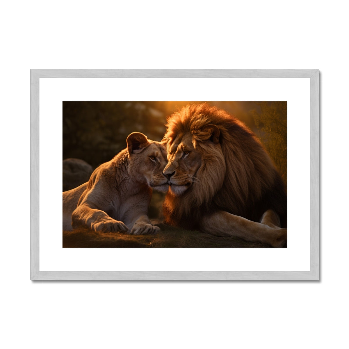 The Lion's Bond Antique Framed & Mounted Print