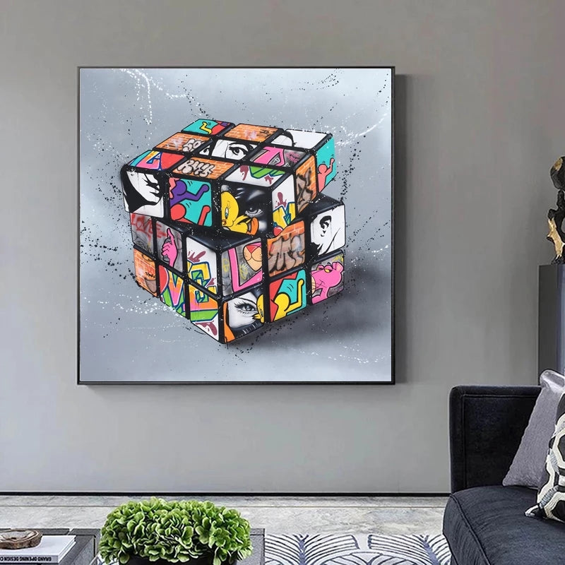 Rubik's Cube Graffiti Canvas