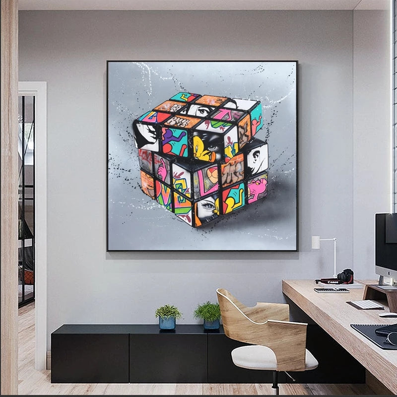 Rubik's Cube Graffiti Canvas