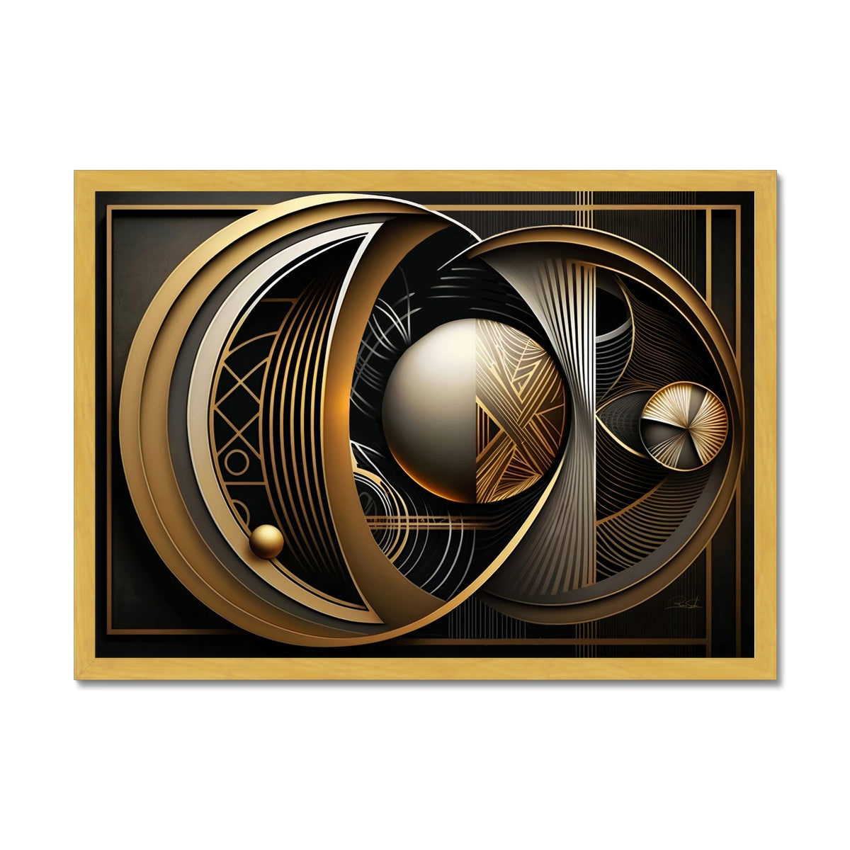 Golden Geometry Antique Framed Print