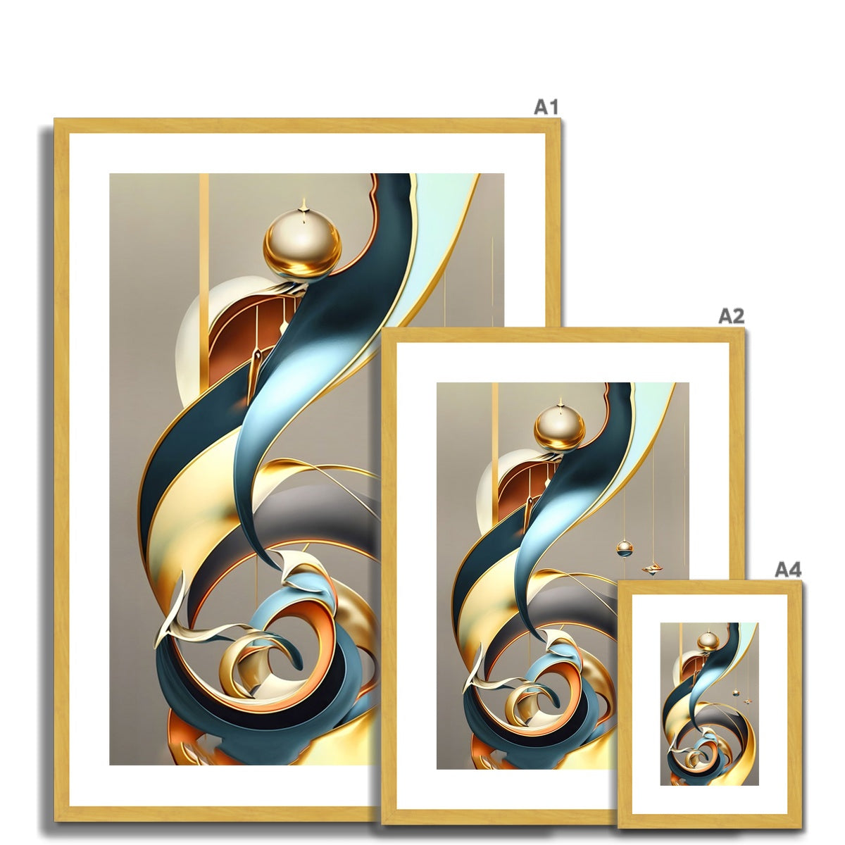Golden Swirl Antique Framed & Mounted Print