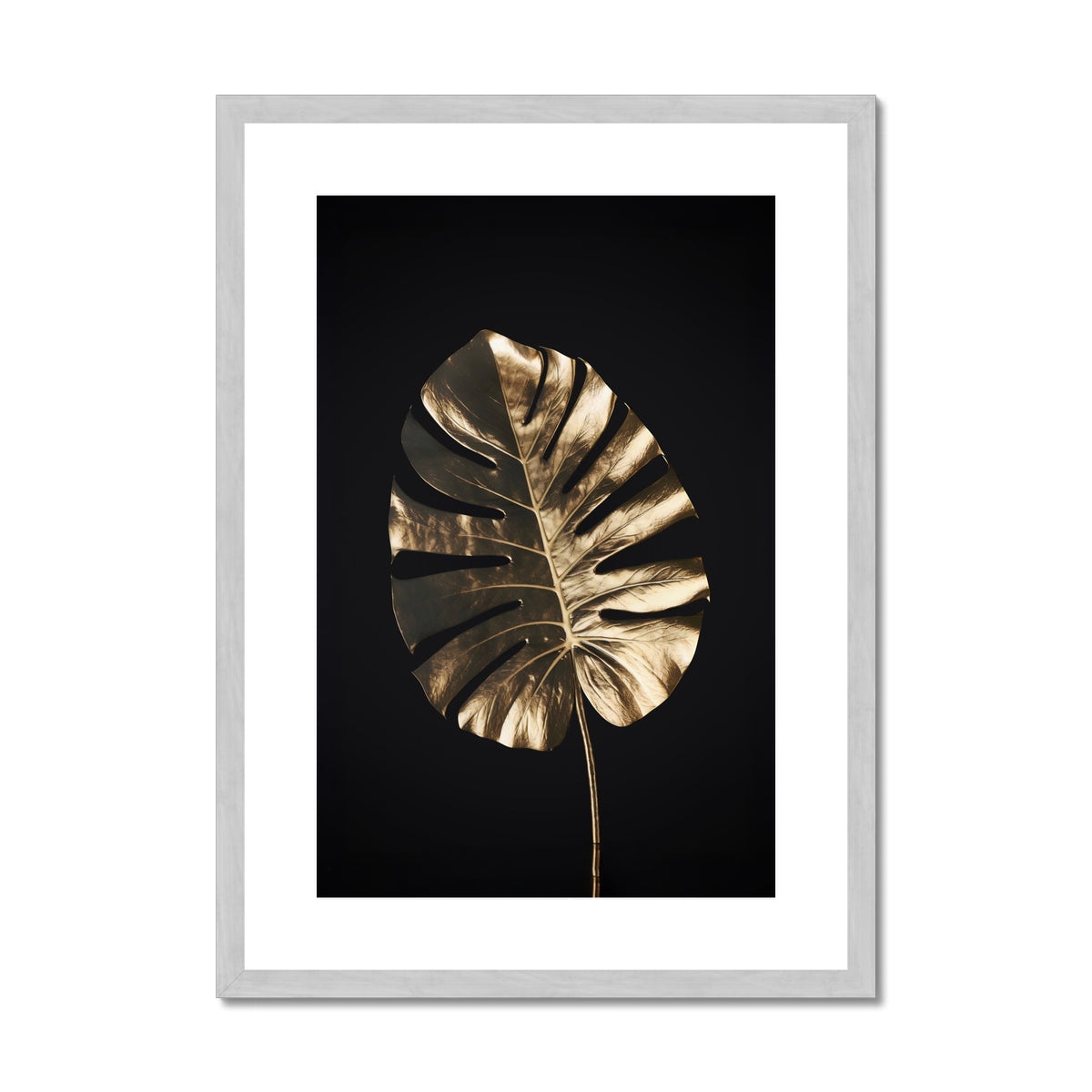 Golden Monstera  Antique Framed & Mounted Print