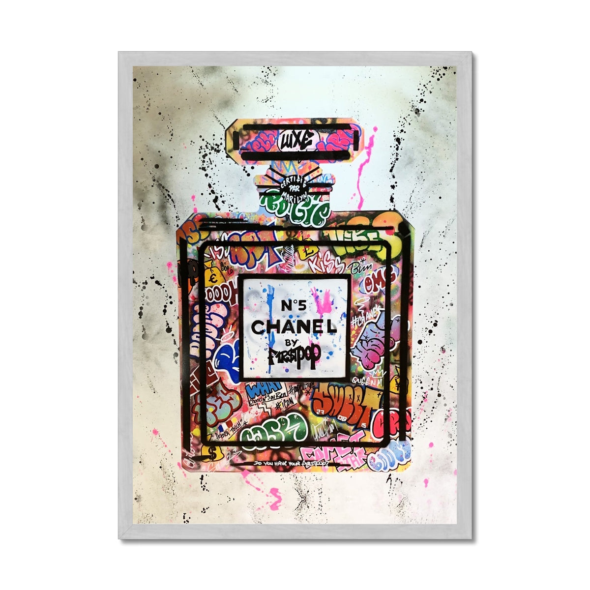 Chanel No 5 Graffiti Antique Framed Print