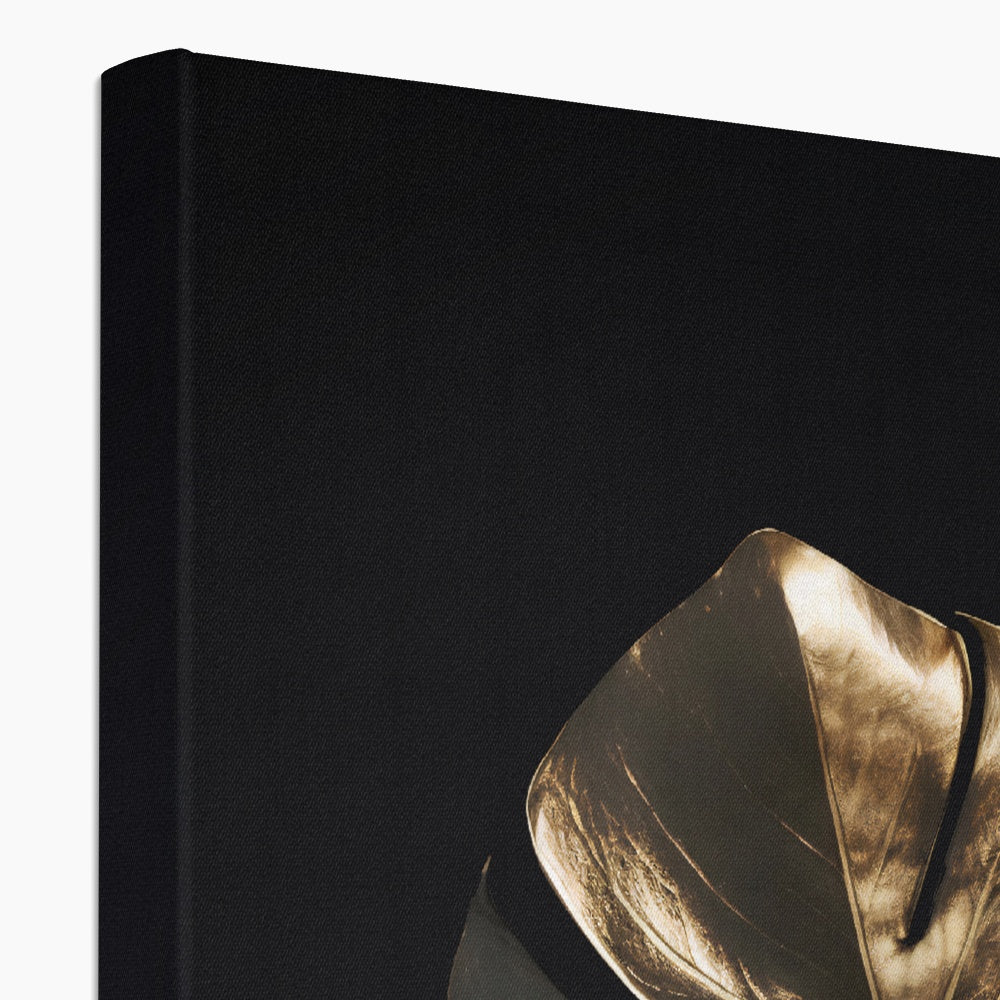 Golden Monstera   Framed Canvas