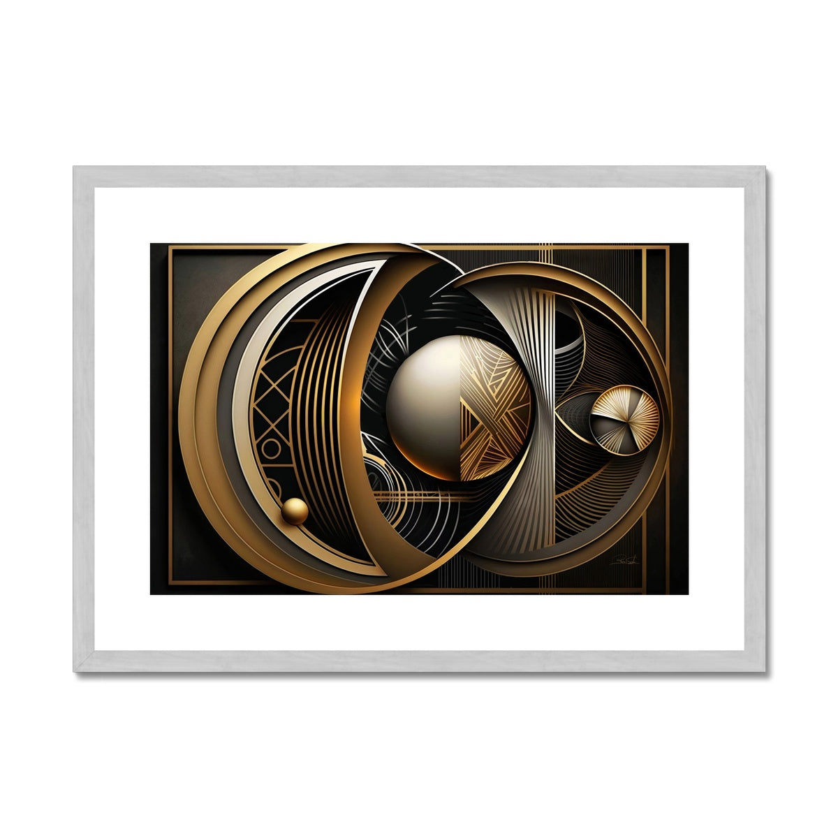 Golden Geometry Antique Framed & Mounted Print