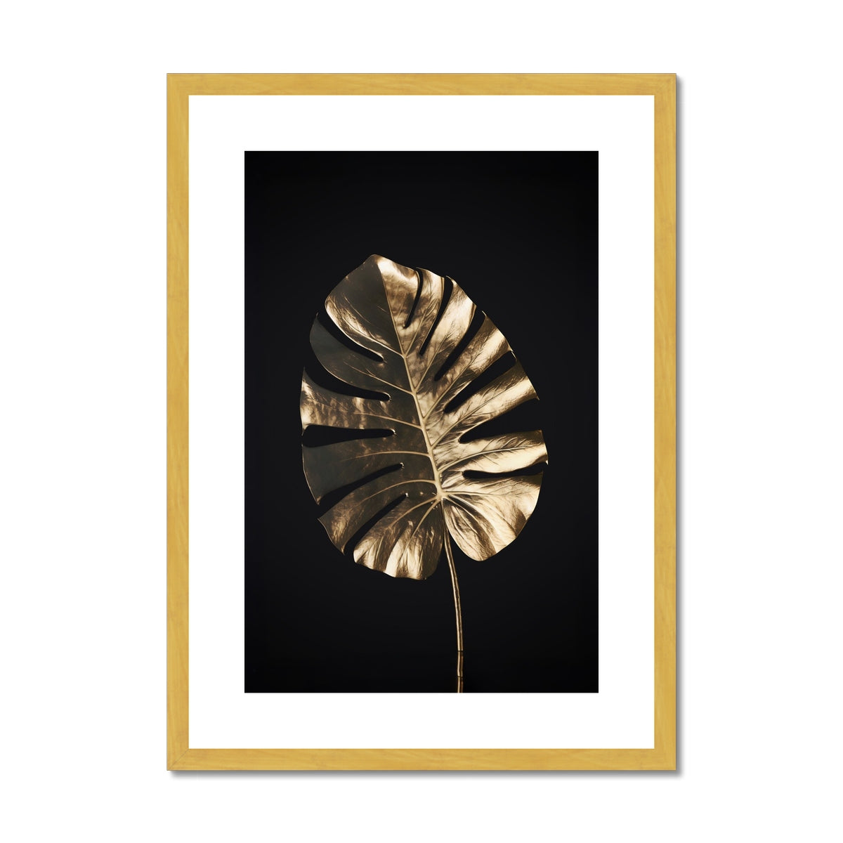 Golden Monstera  Antique Framed & Mounted Print