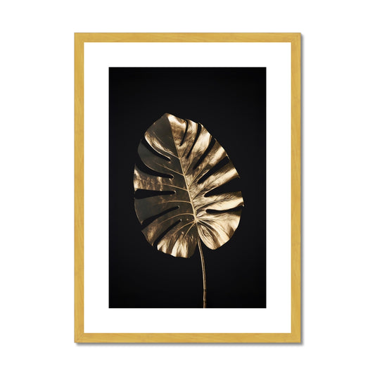 Golden Monstera  Antique Framed & Mounted Print