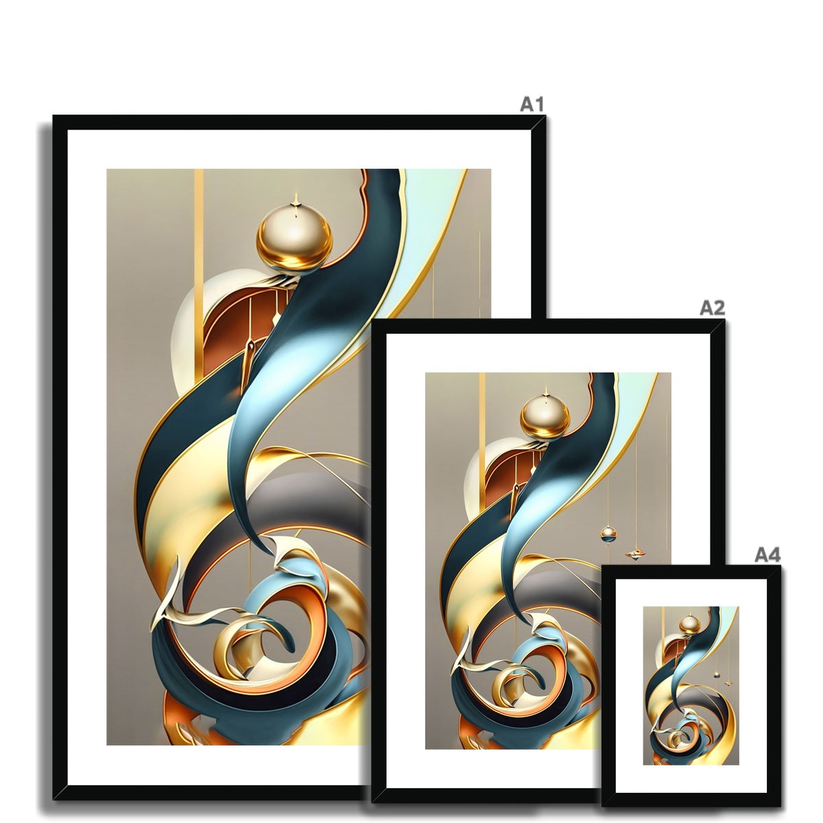 Golden Swirl Framed & Mounted Print