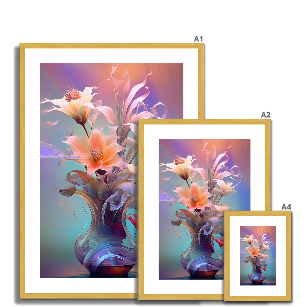 Flower Vase Antique Framed & Mounted Print