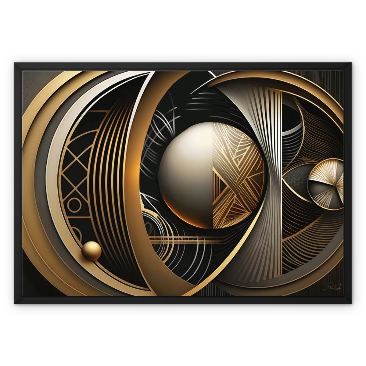 Golden Geometry Float Framed Canvas